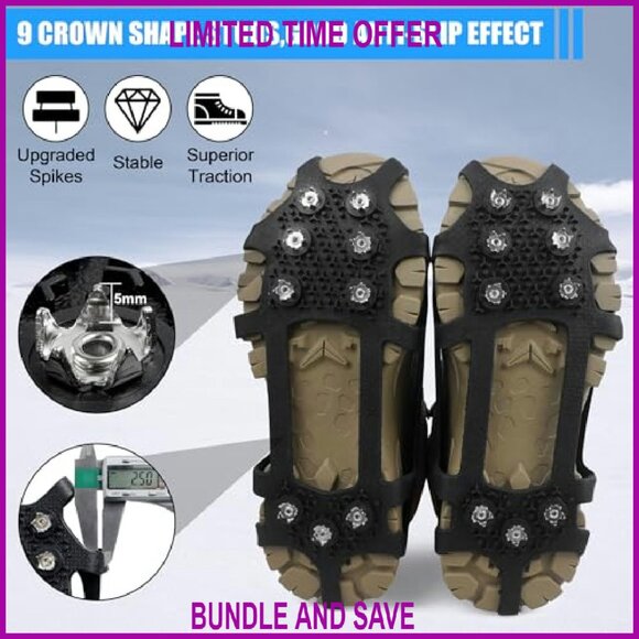 Ice Cleats Snow Grips Traction Spikes Stretchable Rubber Overshoes - Picture 7 of 8